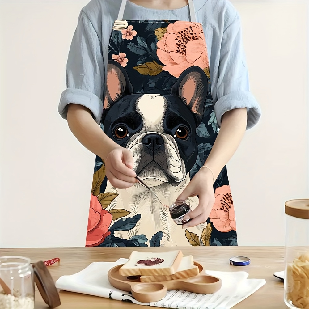Home Cooking For Dogs - مريلة بنقشة كلب البولدوغ الفرنسي -