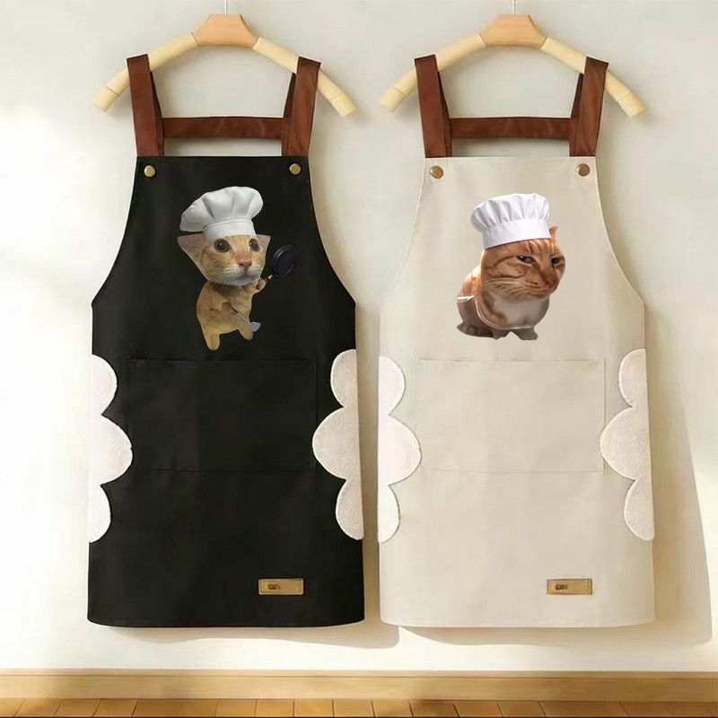 Home Cooking For Dogs - مريلة طهي بتصميم القط والكلب المشهورين،
