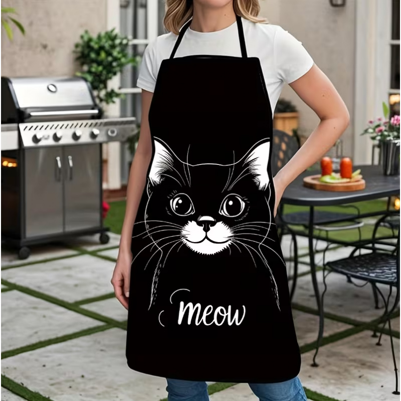 مريلة مطبوعة برسومات قطة سوداء - مراجعة Home Cooking For Cats وسعره
