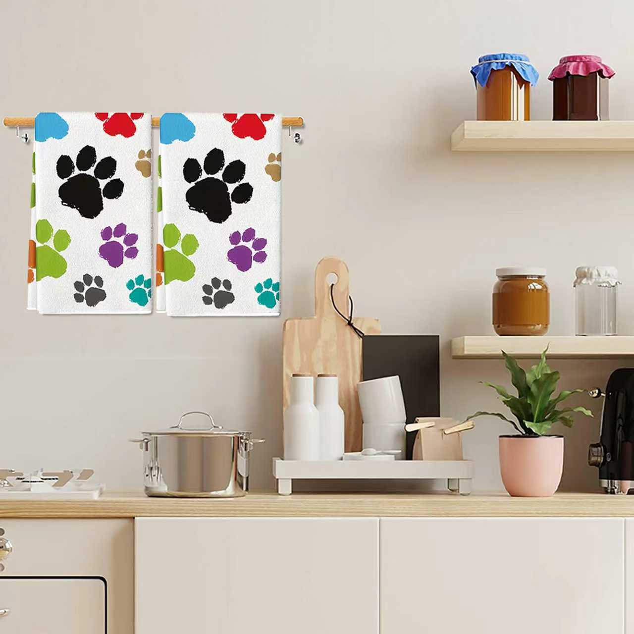 قطعتان، مناشف مطبخ ملونة بتصمي - مراجعة Home Cooking For Dogs وسعره
