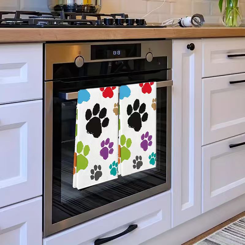 قطعتان، مناشف مطبخ ملونة بتصمي - مراجعة Home Cooking For Dogs وسعره