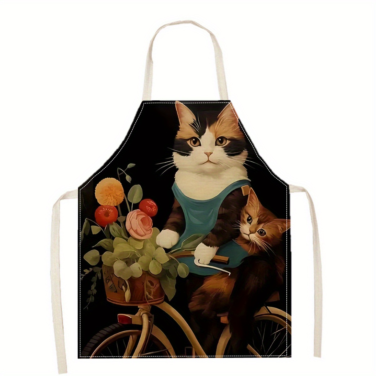 مريلة كتان بطبعة قطة مضحكة بنظ - مراجعة Home Cooking For Cats وسعره